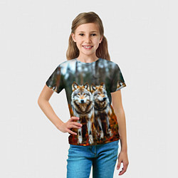 Футболка детская Волки в осеннем лесу, цвет: 3D-принт — фото 2