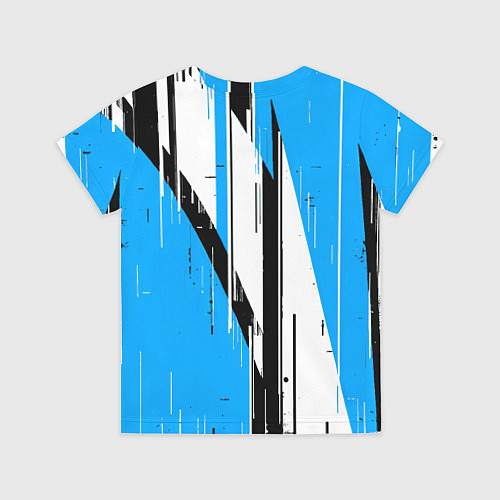 Детская футболка Чёрно-белые вертикальные полосы на синем фоне / 3D-принт – фото 2