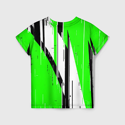 Детская футболка Black and white vertical stripes on a green backgr / 3D-принт – фото 2