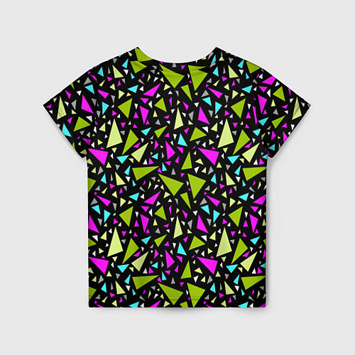 Детская футболка Неоновые разноцветные треугольники на черном / 3D-принт – фото 2