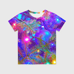 Футболка детская Новогоднее свечение гирлянд, цвет: 3D-принт