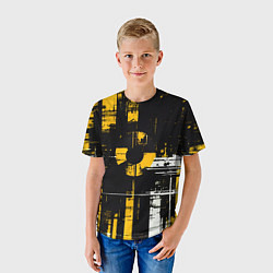 Футболка детская Жёлто-белый гранж на чёрном фоне, цвет: 3D-принт — фото 2