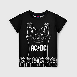 Футболка детская AC DC: cat rock, цвет: 3D-принт