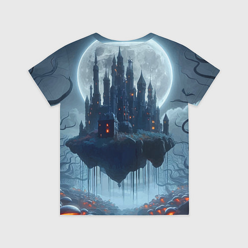 Детская футболка Замок Дракулы и неоновые грибы - нейроарт фантазия / 3D-принт – фото 2