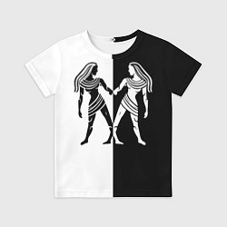 Футболка детская Близнецы чёрно-белое, цвет: 3D-принт