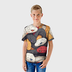 Футболка детская Разноцветные змеи, цвет: 3D-принт — фото 2