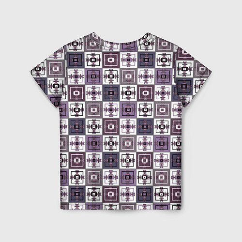 Детская футболка Серый сиреневый геометрический узор пэчворк / 3D-принт – фото 2