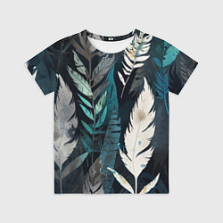 Футболка детская Перья и листья, цвет: 3D-принт