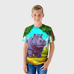 Футболка детская Гиппопотамчик, цвет: 3D-принт — фото 2