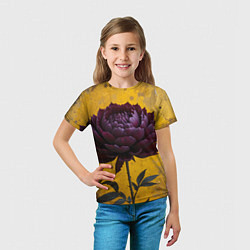 Футболка детская Пион на золотом фоне, цвет: 3D-принт — фото 2