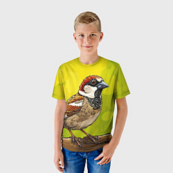 Футболка детская Большой воробей, цвет: 3D-принт — фото 2