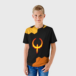 Футболка детская Квейк соты огненное лого, цвет: 3D-принт — фото 2