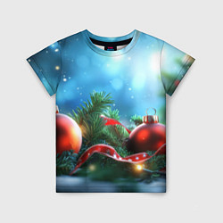 Футболка детская Красные игрушки новогодние, цвет: 3D-принт