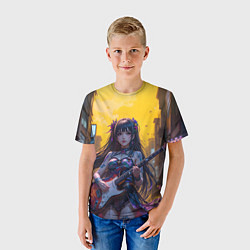 Футболка детская Аниме девушка с электрогитарой, цвет: 3D-принт — фото 2