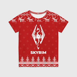 Футболка детская Новогодний Skyrim с оленями, цвет: 3D-принт