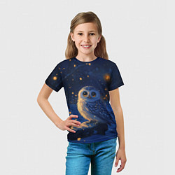 Футболка детская Новогодняя сова под снегопадом, цвет: 3D-принт — фото 2