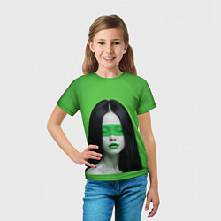 Футболка детская Pop art девушка на зеленом фоне, цвет: 3D-принт — фото 2