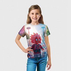Футболка детская Robloх с розовыми волосами, цвет: 3D-принт — фото 2