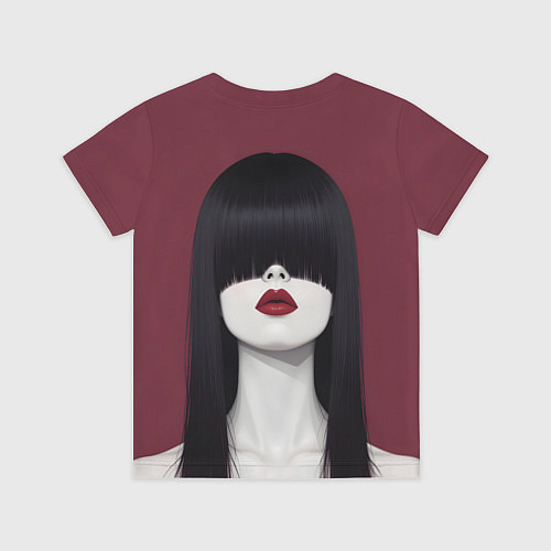 Детская футболка Поп арт девушка на бордовом / 3D-принт – фото 2