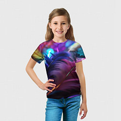 Футболка детская Перья неоновой птицы, цвет: 3D-принт — фото 2