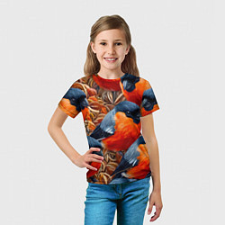 Футболка детская Снегири, цвет: 3D-принт — фото 2