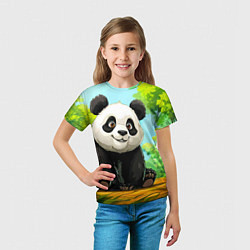 Футболка детская Пандочка в лесу, цвет: 3D-принт — фото 2