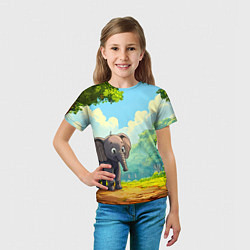 Футболка детская Слоненок в лесу, цвет: 3D-принт — фото 2