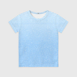 Футболка детская Белый с голубым текстурный в полоску, цвет: 3D-принт