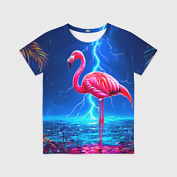 Футболка детская Фламинго и молния, цвет: 3D-принт