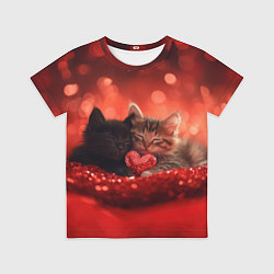 Футболка детская Влюбленные котята с сердечком, цвет: 3D-принт