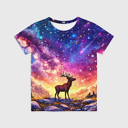 Футболка детская Лось и звездное небо, цвет: 3D-принт