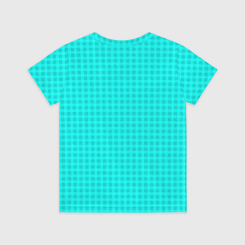 Детская футболка Неоновый голубой паттерн клетка / 3D-принт – фото 2