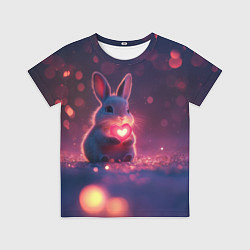 Футболка детская Зайчик держит сердечко, цвет: 3D-принт