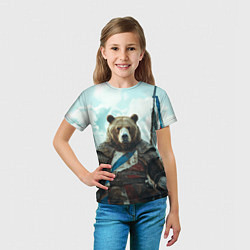 Футболка детская Медведь русский воин, цвет: 3D-принт — фото 2