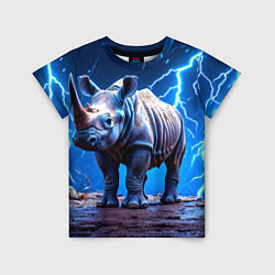 Футболка детская Носорог в разрядах молнии, цвет: 3D-принт