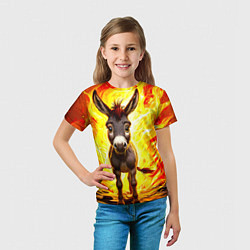 Футболка детская Ослик в огне, цвет: 3D-принт — фото 2