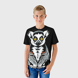 Футболка детская Лемур на черном, цвет: 3D-принт — фото 2