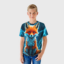 Футболка детская Лиса и молния, цвет: 3D-принт — фото 2