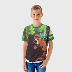 Футболка детская Русский медведь патриот, цвет: 3D-принт — фото 2
