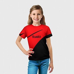 Футболка детская Russia красно-чёрный, цвет: 3D-принт — фото 2