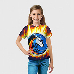 Футболка детская Даллас Маверикс в огне, цвет: 3D-принт — фото 2