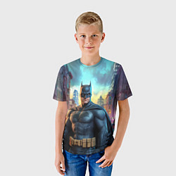 Футболка детская Бэтмен неоновый город, цвет: 3D-принт — фото 2