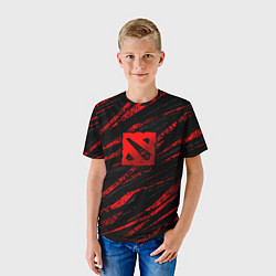 Футболка детская Dota 2 - красные потертости, цвет: 3D-принт — фото 2