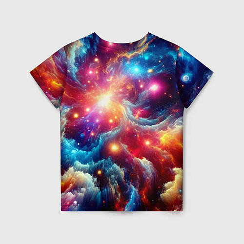 Детская футболка Colorfull neon space clouds - ai art fantasy / 3D-принт – фото 2