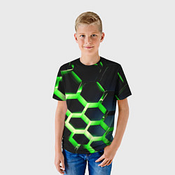 Футболка детская Neon Honeycombs, цвет: 3D-принт — фото 2