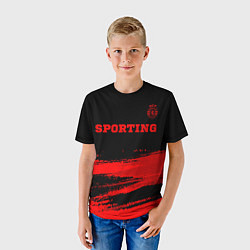 Футболка детская Sporting - red gradient посередине, цвет: 3D-принт — фото 2