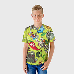 Футболка детская Растения против зомби с героями, цвет: 3D-принт — фото 2