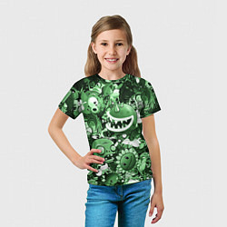 Футболка детская Растения против зомби в зеленом цвете, цвет: 3D-принт — фото 2