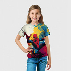 Футболка детская Человек паук висит на паутине, цвет: 3D-принт — фото 2