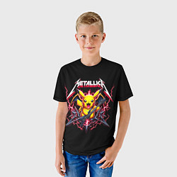 Футболка детская Metallica - cool Pikachu, цвет: 3D-принт — фото 2